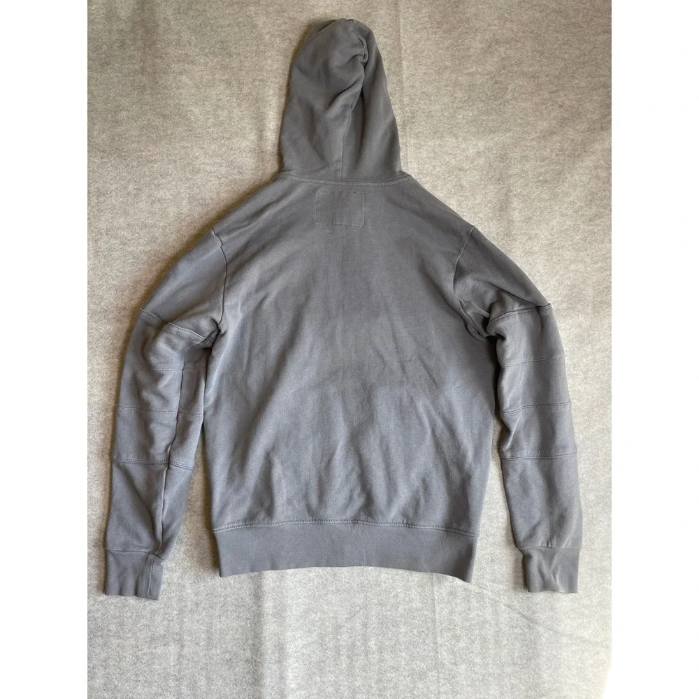 True Religion Mens Gray Moto Embroidered Logo Partial Zip Hoodie Large